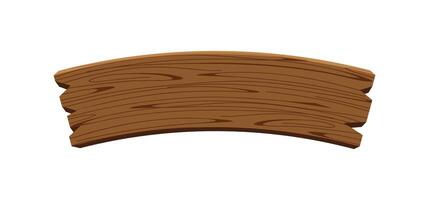 curved wooden planks isolated on a white, wood plank curve for signs and copy space, wooden signs curve shape, empty wood plank brown for message text vector