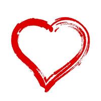 scribble heart sketch red color, hand drawn heart symbol isolated on white, heart shape in paint stripe brush stroke vector