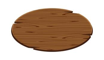 ellipse plank for signage isolated on white, wood sign oval shape, empty wooden signpost for copy space, round wooden for message text, wood plank dark brown vector