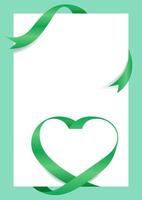 Green Ribbon Heart Shape Mock-Up for A4 size Banner Valentine's Day, Greeting card pastel color, Gift Voucher and Certificate Background vector