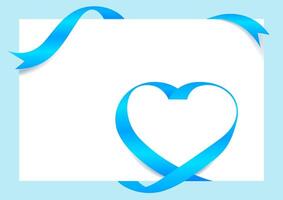 Ribbon Heart Shape Light blue Mock-Up for A4 size Banner Background, Greeting card, Gift Voucher and Certificate Background, copy space vector