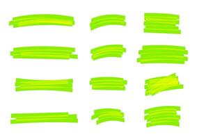 highlight stripes green bright, banners drawn with markers, green highlight stripe marker stroke, hand drawn highlight elements for design, marker stroke bright color vector