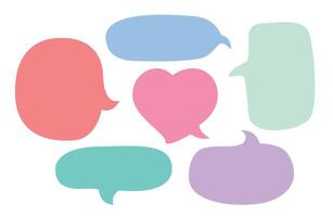 speech bubble chat pastel colors and cute heart shape, balloon speech for dialog box, speech bubble frame for text title discussion vector