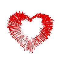 red scribble heart shape, hand drawn heart symbol isolated on white, heart shape in paint stripe brush stroke vector