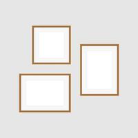 collage picture frames on wall, collection of portrait frame set, mock-up template picture frame vector