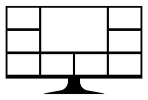 computer screen with collage grid template gadget, computer screen for layout web application, smart LCD screen device vector