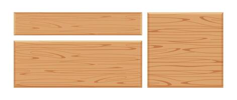 wooden plank brown set isolated on white background, wood board various types horizontal and square, empty planks wood, wooden sign for copy space text, set of plank wood light brown for signage vector