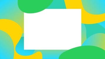 colorful free form shapes gradient and white frame, blob geometry wave flat lay for copy space, future geometric wavy green, free form fluid fashionable vector