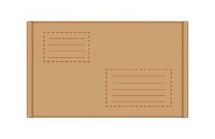 cardboard carton box in top view, brown box or kraft package crate box isolated on a white vector