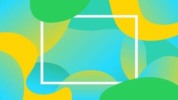 colorful free form shape gradient and white frame, blob geometry wave flat lay for copy space, future geometric wavy blue, free form fluid fashionable vector