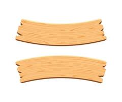 curved wooden planks isolated on white background, wood plank curve for signs and copy space, wooden signs curve shape, empty wood plank light brown for message text vector