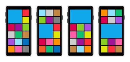 smartphone screen with collage grid template colorful, mobile phone and collage template for call insert vector