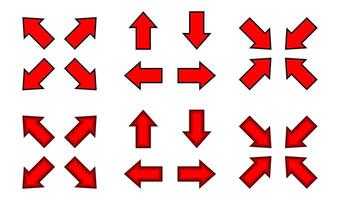 red arrow and diagonal arrow sign for map, arrow button for graphic game, arrow for direction vector