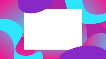 purple free form shapes gradient and white frame, blob geometry wave flat lay for copy space vector