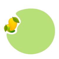 mango ripe fruit cute and circle frame copy space text, clip art of yellow mango for banner ad, mango simple with speech bubble green pastel for advertisement, illustration mango for icon and frame vector
