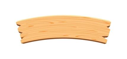 curved wooden planks isolated on white, wood plank curve for signs and copy space, wooden signs curve shape, empty wood plank light brown for text vector