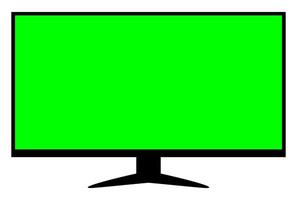 lcd tv green screen for display mock-up, tv lcd wide with green screen isolated on white, blank screen display flat television digital, modern television display vector
