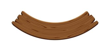 curved wooden planks isolated on white background, wood plank curve for signs and copy space vector