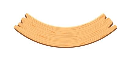 curved wooden planks isolated on white background, wood plank curve for signs and copy space, wooden signs curve shape, empty wood plank light brown for text vector