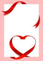 Red Ribbon Heart Shape Mock-Up for A4 size Banner Valentine's Day, Greeting card, Gift Voucher and Certificate Background vector