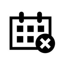 calendar icon, schedule symbol, calendar with a cross mark symbol vector