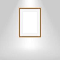 wood frames on gray wall, portrait brown wooden frame, mock up template picture frame, frames cute for photo, vintage wooden frames chic and luxury, mock-up frames for art gallery show and copy space vector