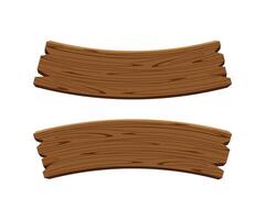 curved wooden planks isolated on white background, wood plank curve for signs and copy space, wooden signs curve shape, empty wood plank dark brown for message text vector