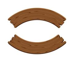 curved wooden planks isolated on white, wood plank curve for signs and copy space, wooden signs curve shape, empty wood plank brown for message text vector