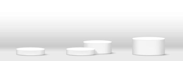 cylinder podium white for make-up product display, podium stage showcase for advertising cosmetics banner, copy space vector