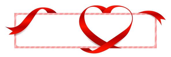 Red Ribbon Heart Shape Mock-Up for Banner Valentine's Day, Greeting card, Gift Voucher and Certificate Background vector