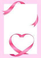 Pink Ribbon Heart Shape Mock-Up for A4 size Banner Valentine's Day, Greeting card, Gift Voucher and Certificate Background, copy space vector