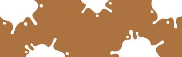 milk splash on chocolate brown color for banner, milky splatter isolated on brown background, copy space, milk blob shape for graphic symbol, blot stain of milk splashing vector