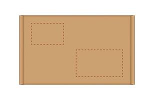 cardboard carton box in top view, brown box or kraft package crate box isolated on white vector