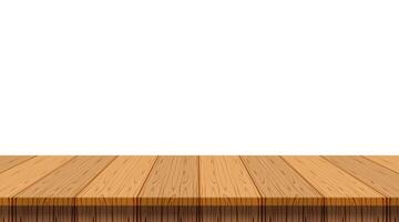 wood plank empty front view for background and copy space, blank table top wooden brown for decoration room, vintage wood plank for background, wooden table on grey wall, table wood plank front view vector