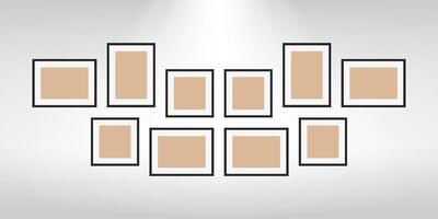 collage picture frames on wall, collection of portrait frame set, template picture frame vector