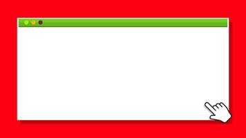window form blank on red for banner background, template window frame on red, copy space, mock-up display social for user website interface vector