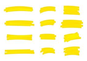 highlight stripes yellow color, banners drawn with markers, yellow highlight stripe marker stroke, hand drawn highlight elements for design, marker stroke bright color vector
