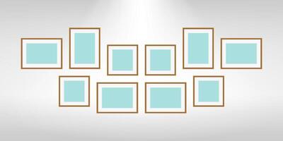 collage picture frames on wall, collection of portrait frame set, mock up picture frame vector