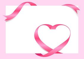 Pink Ribbon Heart Shape Mock-Up for A4 size Banner Valentine's Day, Pink Ribbon Heart Shape, Greeting card, Gift Voucher and Certificate Background, copy space vector