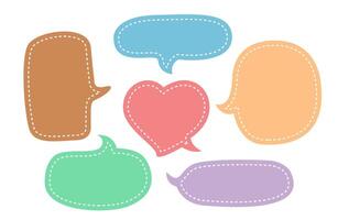 speech bubble chat pastel color and cute heart shape, balloon speech for dialog box, speech bubble frame for text title discussion vector