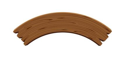 curved wooden planks isolated on white background, wood plank curve for signs and copy space, wooden signs curve shape, empty wood plank brown vector