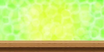 wood plank empty on green bokeh for background, empty wood table for product display on nature bokeh green bright, wooden plank for copy space text summer concept, table wood board illustration vector