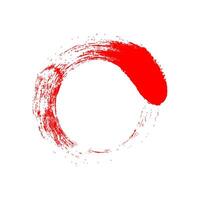 red circle brush enso symbol, smear circle shape with scribble hand drawn, ink dirty stain red, paint stripe brush strokes circle symbol vector