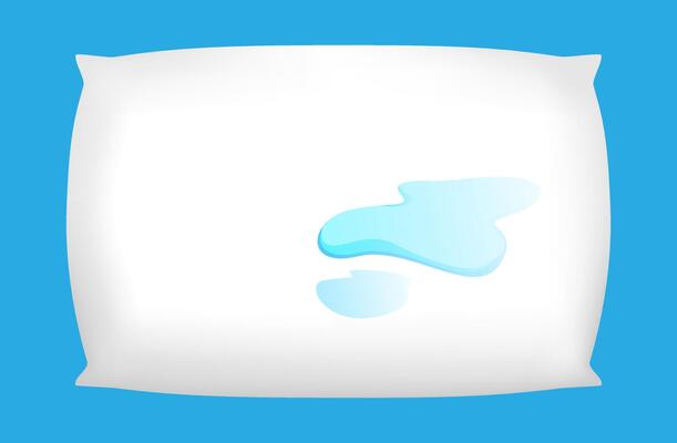 pillow white and water stain isolated object, pillow and dirty saliva stains, clip art pillow illustration