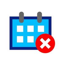 calendar icon, schedule symbol, calendar with cross mark symbol vector