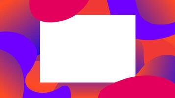 purple red free form shapes gradient and white frame, blob geometry wave flat lay for copy space vector