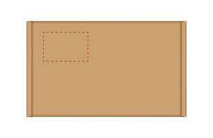 cardboard carton box in a top view, brown box or kraft package crate box isolated on white vector