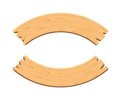 curved wooden planks isolated on white background, wood plank curve for signs and copy space, wooden signs curve shape, empty wood plank brown for text vector