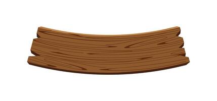 curved wooden planks isolated on white background, wood plank curve for signs and copy space, wooden signs curve shape, empty wood plank brown for a text vector
