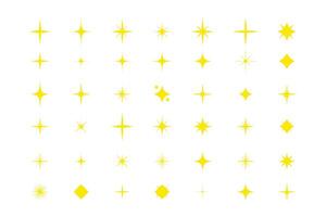 Twinkling stars. Yellow twinkle stars collection isolated on white background. Shine star icons. Twinkle star shapes design. Simple illustration. vector